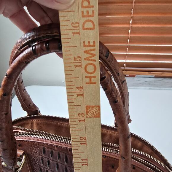 Imoshion Ostrich Brown Crossbody Bag Faux Leather Studded Large Purse Tote Boho - Picture 11 of 14